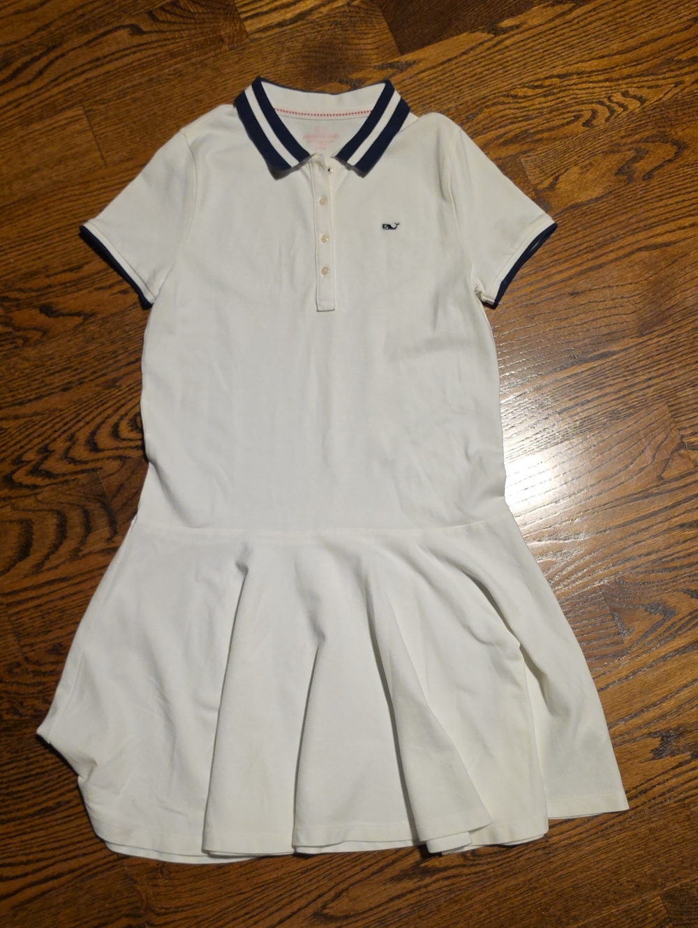 Vineyard Vines White Polo Skater Dress with Navy Trim